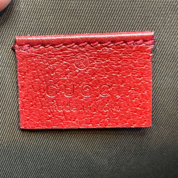 Gucci Beige/Red GG Supreme Canvas And Leather Large Tian Zip Pouch - Picture 7 of 11